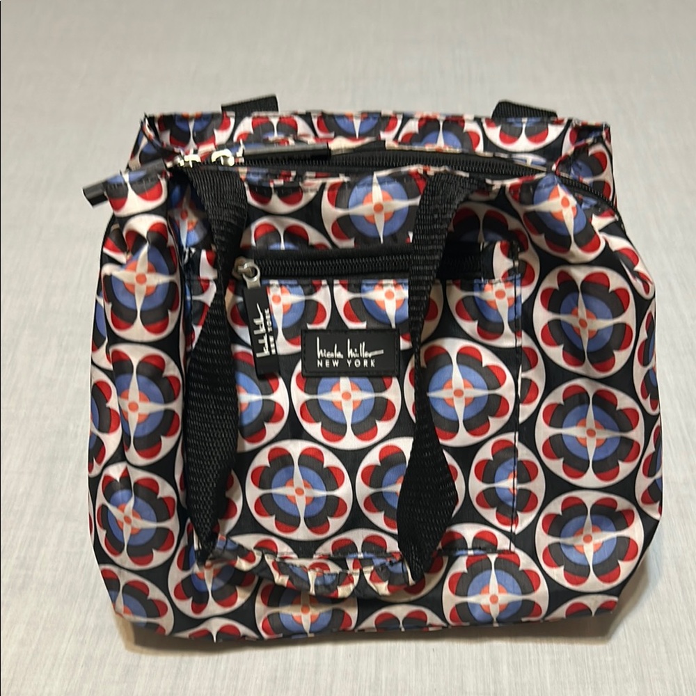 Nicole Miller Insulted Lunch Cooler/Tote. Geometric Print Tote Bag